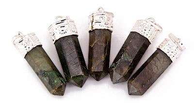 5 Pieces Labradorite Pencil Point Pendant Set - 1.5"L