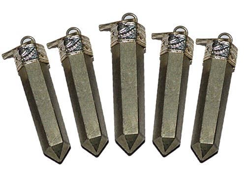 5 Pieces Pyrite Pencil Point Pendant Set - 1.5"L