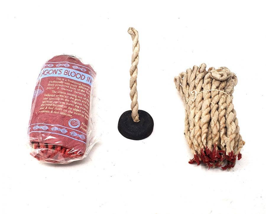 Tibetan Rope Incense - Dragon's Blood 45 Ropes with Burner