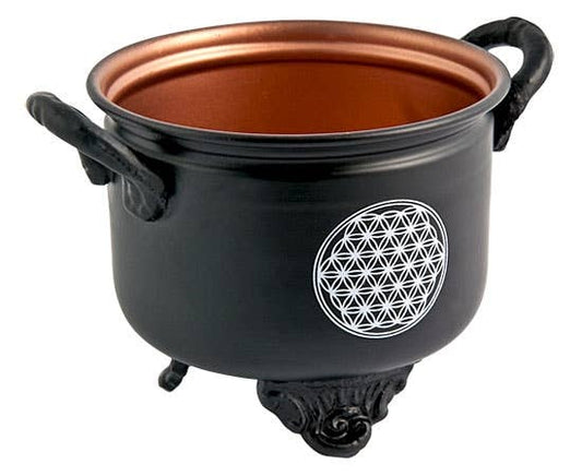 Flower of Life Metal Cauldron - 4.5"D, 4'H