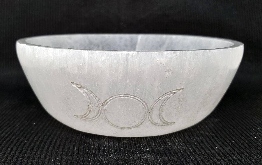 Triple Moon- White Selenite Bowl 3.5"-4" Diameter