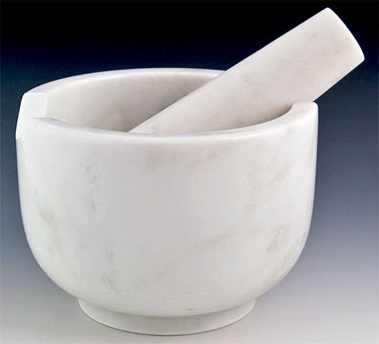 Opal White Marble Mortar & Pestle - 3.5"H, 5"D