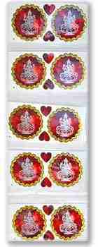 Goddess Laxmi In Red & Gold Sticker - 2"D (10 Per Pack)