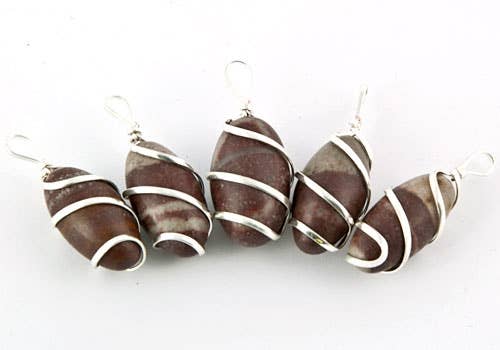 Shiva Lingam Stone Wrap Pendant - 1"L (5 Pieces)