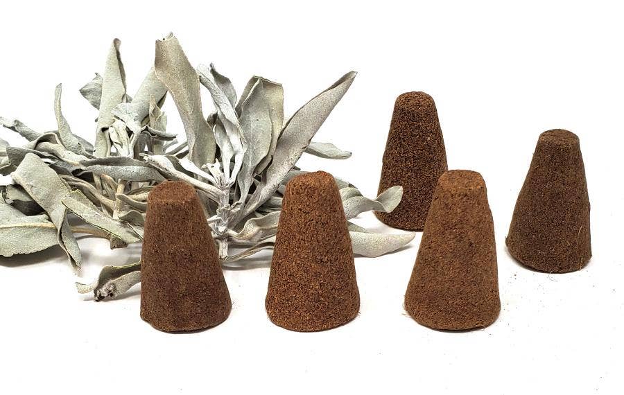 White Sage Smudge Cones 1"H (12 pack) - 100% Natural