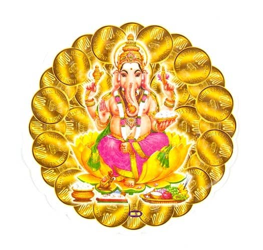 Lord Ganesh Sticker - 4.75"D (10 Per Pack)