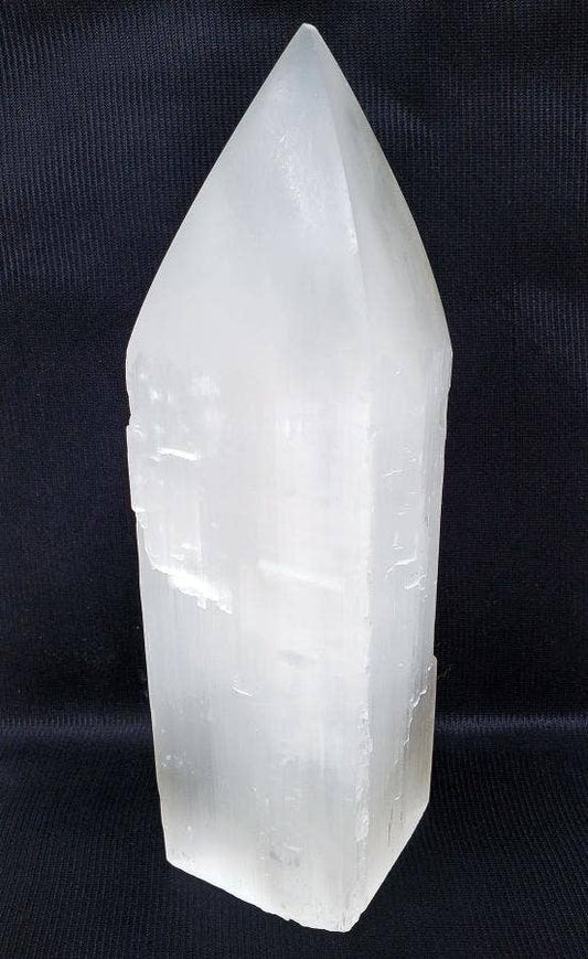 Natural Carved Selenite Obelisk Tower 7-8" Height