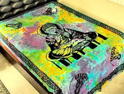 Lord Buddha Tapestry (Tie Dye) - 72" x 108"