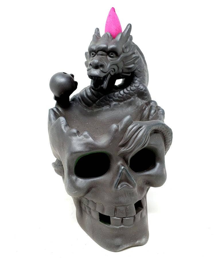 Skull Dragon Backflow Cone Buner 6"H x 4.5"W