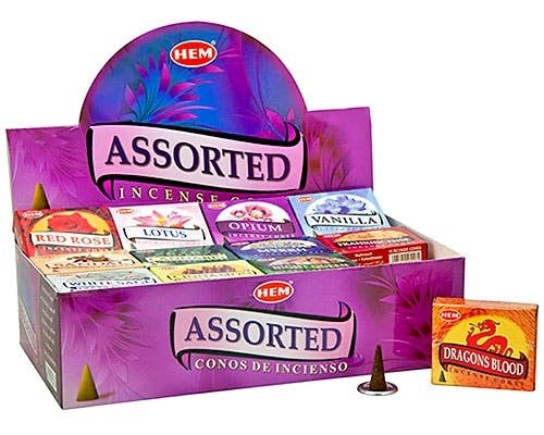 Hem Assorted Cones Display - 10 Cones Pack (48 Packs Per Box