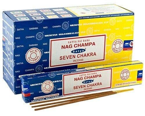 Satya Nag Champa Aroma  Incense - 15 Sticks Pack (12 Packs Per Box) US Seller