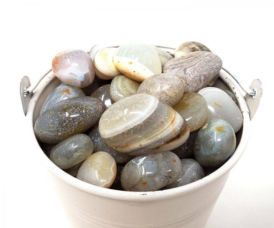 BANDED AGATE Tumbled Stone 1 Lb (Genuine Polished Gemstone)