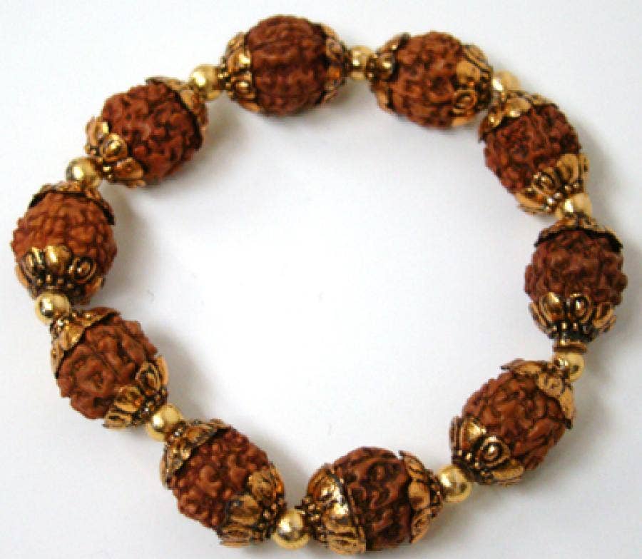 RUDRAKSHA Bracelet w/Golden Caps