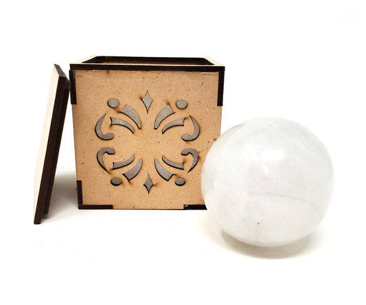 40-55mm CRYSTAL QUARTZ Gemstone Sphere with wooden Box (Copy