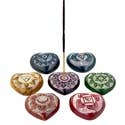 7 Pieces Chakra Carved Heart Shape Stick Burner Set - 2" x 2