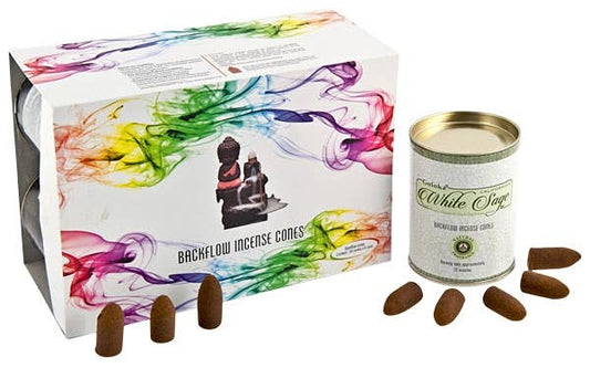 Goloka White Sage Backflow Incense Cones - 24 Cones Pack 6 P