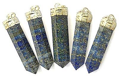 5 Pieces Lapis Lazuli Pencil Point Pendant Set - 1.5"L