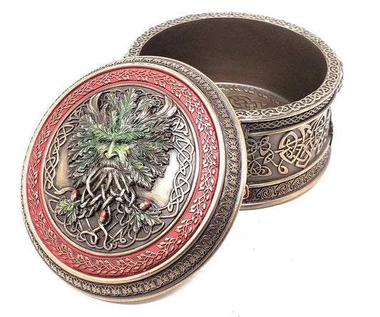 Acron Tree Ent Round Trinket Box 3.5"L x 3.5"W x 2"H