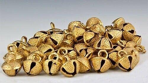 LOT OF 50 GHUNGROO BRASS BELLS INDIAN ANTIQUE TRIBAL BANJARA ETHNIC KUCHI BEADS