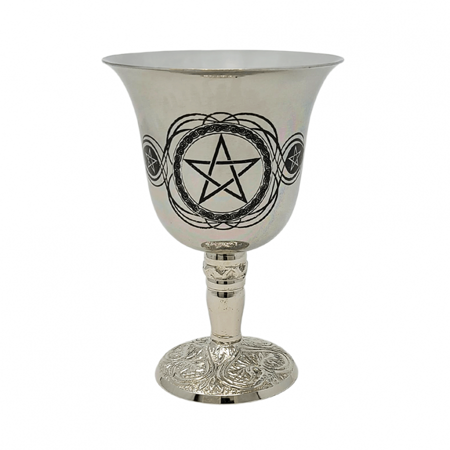 Stainless Steel Chalice with Pentagram Design 4.75"H 6 oz