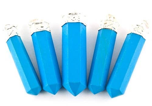 5 Pieces Turquoise Synthetic Pencil Point Pendant Set - 1.5"