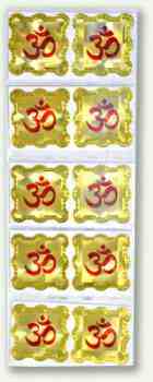 Om Symbol in Red & Gold Sticker - 2" x 2" (10 per pack)