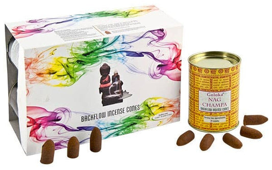 Goloka Nag Champa Backflow Incense Cones - 24 Cones Pack 6P