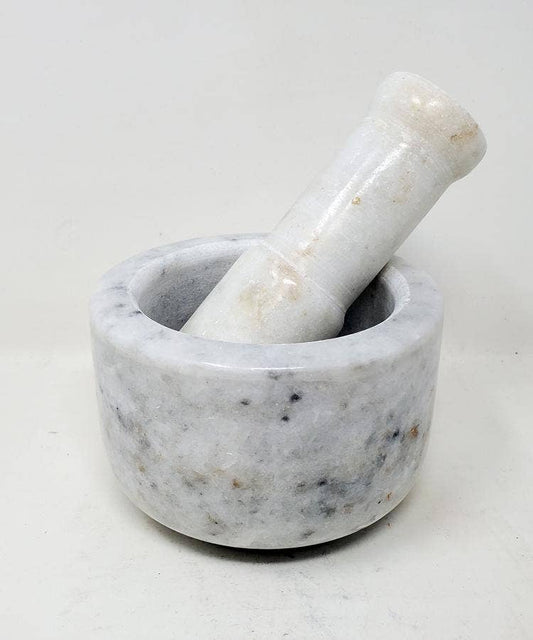 4" White Marble Mortar & Pestle 2,75H