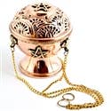 Pentacle Tibetan Copper Hanging Censer Burner - 5.5'H, 4"D