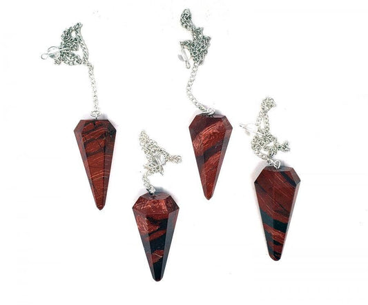 Snake Skin Agate Gemstone Pendulum with Chain (4PACK)