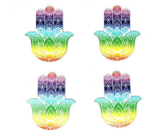 Wooden Hamsa Coaster/Altar Tile - 4" ( 4 Pcs )