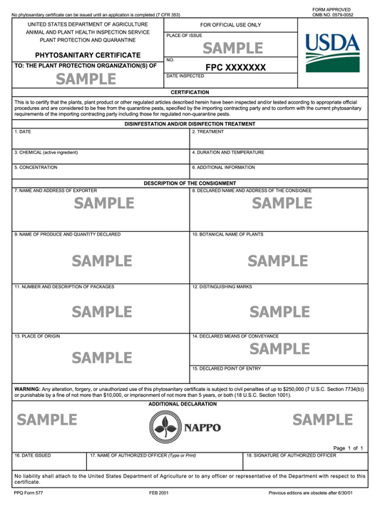 Phytosanitary Certificate Letter For White Sage Palo Santo