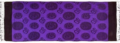 Om Symbol Prayer Shawl in Purple - 28" x 80"