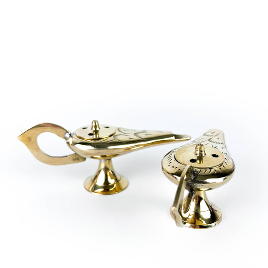 2 Pieces Brass Aladdin Lamp/Cone Burner - 4"L