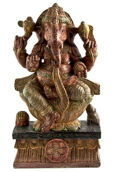 Lord Ganesh Wooden Statue Antique - 18"H_6