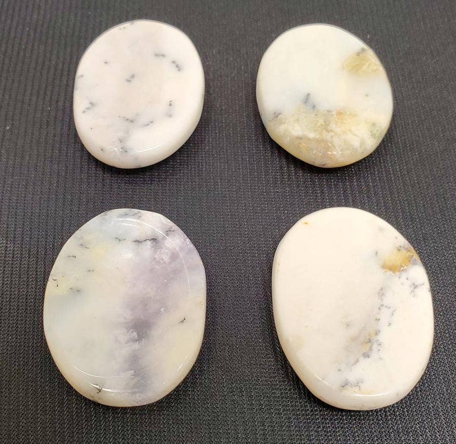 Worry Gemstone - Dendritic Opel Oval Stones (4 Pack) 1-1.5"L