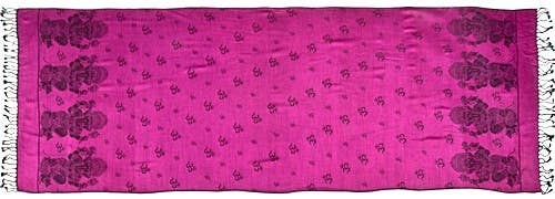 Om Ganesh Prayer Shawl in Magenta Pink - 28" x 80"