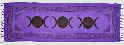 3 Triple Moon in Purple Scarve / Altar Cloth - 22" x 68"