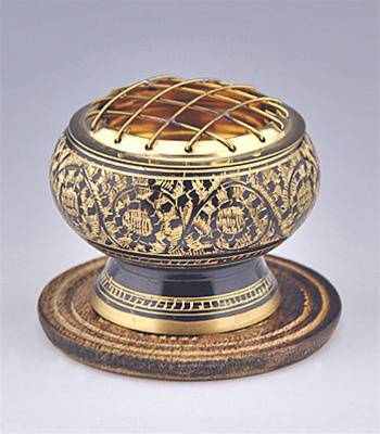 Brass Screen Charcoal Burner with Coaster - 2.5"D