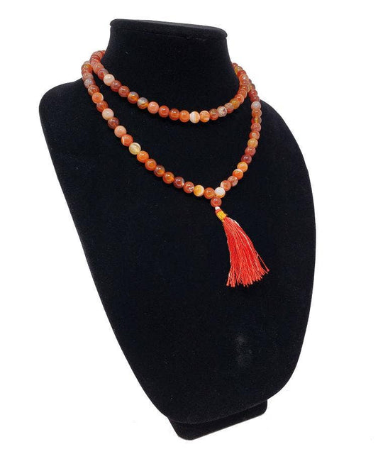 Carnelian Gemstone Necklace/Prayer Mala (108 beads)