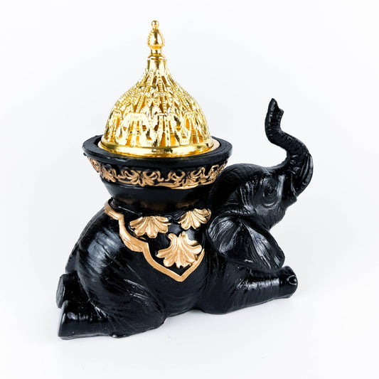 Black Elephant Incense Burner/Candle Holder 5"H 5"W