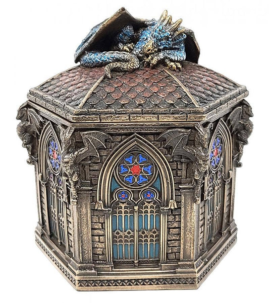 Resting Cathedral Dragon Trinket Box 4.25"L x 4.25"W x 5"H