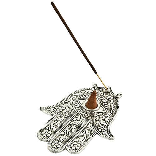 2 Pieces Hamsa Hand Incense Stick/Cone Burner - 5.5"L, 4"W