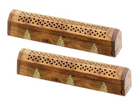 2 Pieces Wooden Buddha Sticks/cone Box Burner 12"L