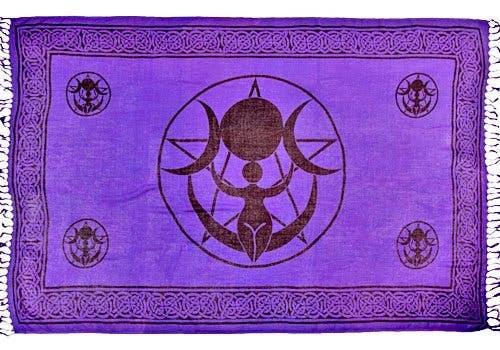 Triple Moon Goddess in Purple Scarves / Altar Cloth Set