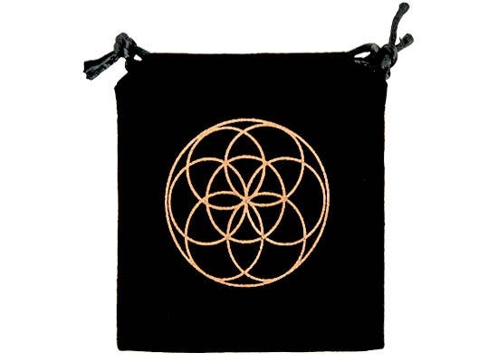 6 Pieces Seed of Life Drawstring Velvet Bag - 3.5"x4.5"