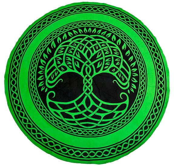 Tree of Life Tapestry (Green) - 60" Round