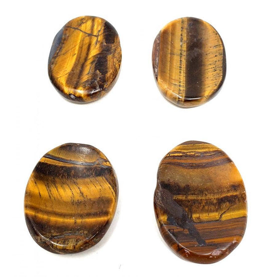 Worry Gemstone - Tiger Eye Oval Stones (4 Pack) 1-1.5"L