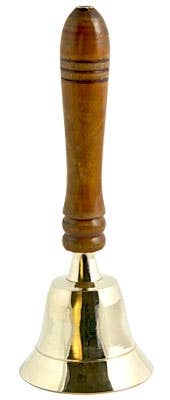 Brass Altar Bell with Wooden Handle - 8"H