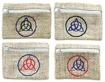 4 Pieces Triquetra Hemp Coins Bag Set - 4.5"x3.5"